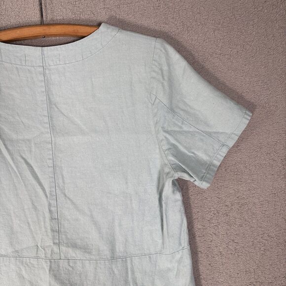 Baletti Vitorino Top Women’s Size M Leaf Applique Slit Hem Powder Blue Bohemian - Picture 12 of 13